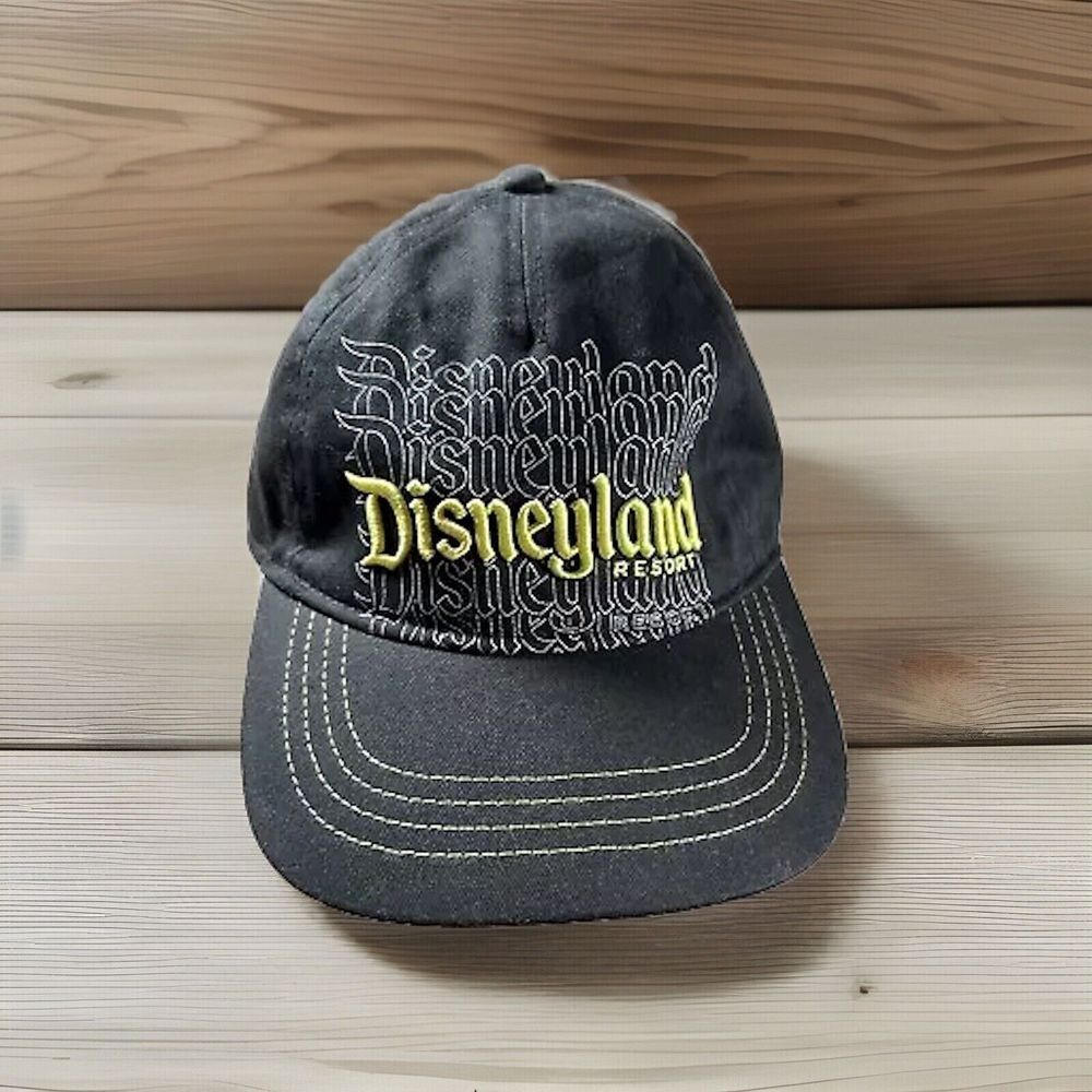 Disneyland Resort HAT Stacked Logo Black‎ Neon Green Embroidered Cap Adult Oogie